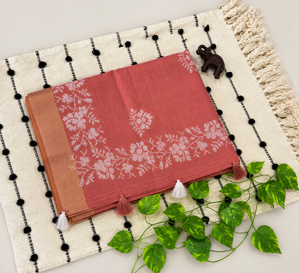 Dusty Rose Floral Saree | Rosewood Bloom