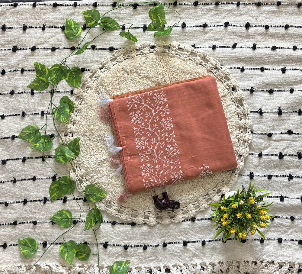 Burnt Orange Bloom Saree